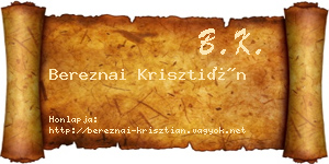 Bereznai Krisztián névjegykártya
