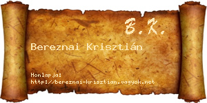Bereznai Krisztián névjegykártya